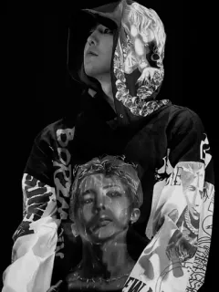 🍾 BORN man, hoodie, portrait, black and white, fashion, style, clothing telegram sticker