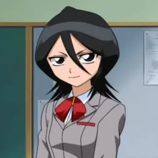 🍁 Rukia Kuchiki Bleach Anime, Uniforme scolastica, Ragazza, Personaggio, Cartone animato telegram sticker
