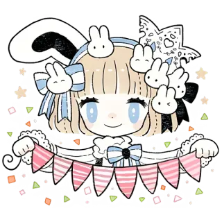 🤩 cute, anime, bunny, kawaii, stars, ribbon, blonde hair, girl telegram sticker