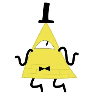 🤷‍♂️ Bill Cipher Gravity Falls cartone animato, triangolo, un occhio, giallo, papillon, cappello telegram sticker