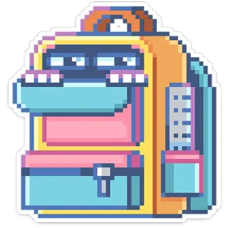 😒 rugzak, school, pixel art, schattig, kawaii, pastel, reizen, accessoire telegram sticker