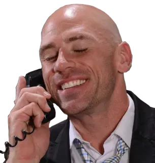 😜 Johnny Sins łysy, aktor, telefon, mężczyzna, garnitur telegram sticker