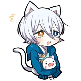 😮 cat, anime, chibi, cartoon telegram sticker
