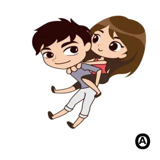 😜 Dibujos animados, Pareja, A cuestas, Amor, Romance telegram sticker