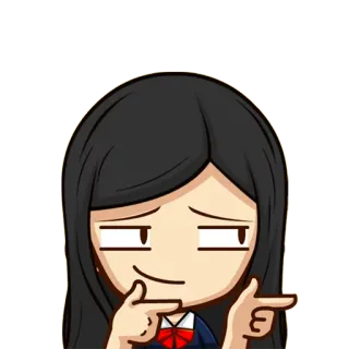 😏 Anime, Garota, Sorriso irônico, Arminhas de dedo, Apontando telegram sticker