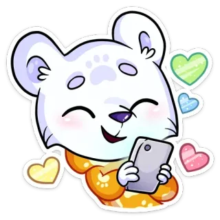 😍 животное, милый, мультик, медведь, сердце, стикер telegram sticker