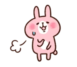 😅 konijn, schattig, sticker, roze, cartoon, konijntje telegram sticker
