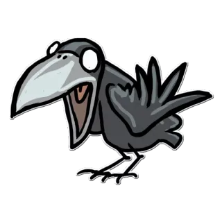 😰 птица, ворона, мультфильм, животное, открытый клюв telegram sticker