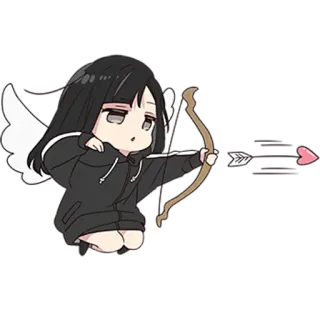 🖤 ángel, arquero, cupido, arco y flecha, anime, manga, lindo, corazón telegram sticker