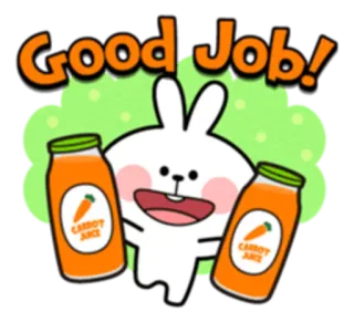 🤑 Good Job! Hase, Karottensaft, Gut gemacht, Häschen, Ermutigung, Süß telegram sticker