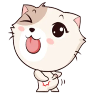 😜 chat, autocollant, dessin animé, animal, mignon telegram sticker