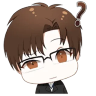 🤔 ponto de interrogação, confuso, desenho animado, chibi, óculos, homem, dúvida telegram sticker
