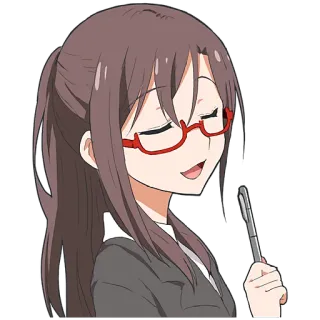 😏 Anime, Menina, Óculos, Personagem, Escritório, Mulher telegram sticker