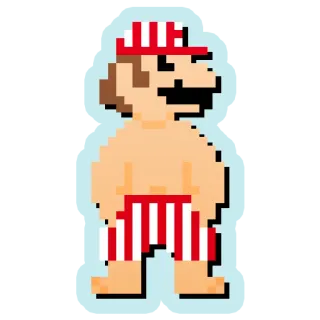🏋️‍♂️ Mario mario, pixel art, rétro, maillot de bain, personnage telegram sticker