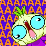 😳 AAAAAAA 漫画, 玉ねぎ, 叫び, 面白い, 表情, 野菜 whatsapp sticker