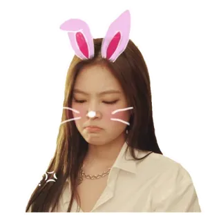 😡 vrouw, konijnenoren, filter, schoonheid, verdrietig telegram sticker
