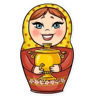 😄 Матрёшка, Русская кукла, Деревянная кукла, Игрушка, Народное искусство, Сувенир whatsapp sticker