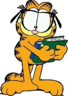 📙 Garfield desenho animado, gato, laranja, Garfield, livro, leitura telegram sticker