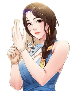 😎 스윽 女人, 卡通, 连衣裙, 手套, 辫子 telegram sticker