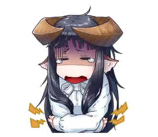 😫 Anime, Mucca, Triste, Arrabbiato, Cartone animato, Corna telegram sticker