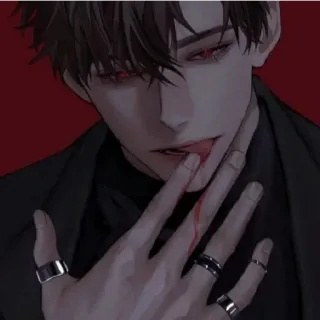 😁 Аниме, Вампир, Кровь, Мужчина, Темный, Эстетика telegram sticker