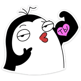 💪 Ты pingouin, dessin animé, coeur, muscle, mignon telegram sticker