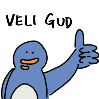 👍 pingouin, dessin animé, pouce levé, mignon, animal, autocollant telegram sticker
