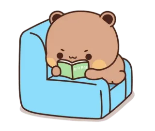 🧸 爱你胜过时间 Bär, Lesen, Cartoon, Süß, Tier, Stuhl whatsapp sticker
