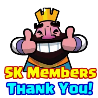 ❤ 5K Members
Thank You! clash royale, rey, pulgar arriba, gracias, celebración, comunidad, juego whatsapp sticker