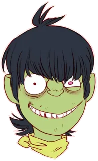 😜 Murdoc Niccals Gorillaz Cartone animato, Musica, Band, Personaggio, Pelle verde telegram sticker