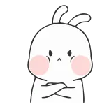 ๐ kelinci, marah, imut, bersedekap, putih, kartun telegram sticker