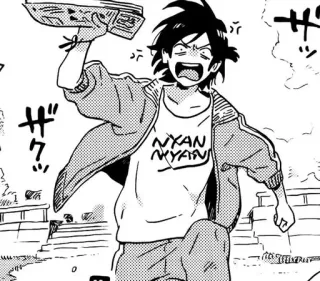 🤬 NYAN NYAN anime, manga, cartoon, running, frustrated, youth telegram sticker