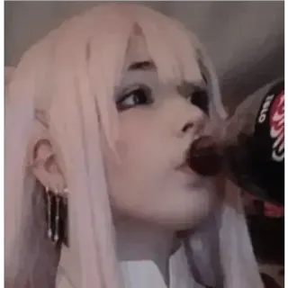 🤗 Cosplay, Anime, Minum, Coca-Cola, Gadis telegram sticker