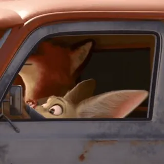 π cartoon, fox, animal, vehicle, truck telegram sticker