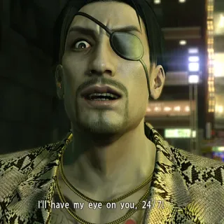 👁 Majima Goro Yakuza I'll have my eye on you, 24/7! majima, yakuza, videogioco, occhio, pazzo telegram sticker