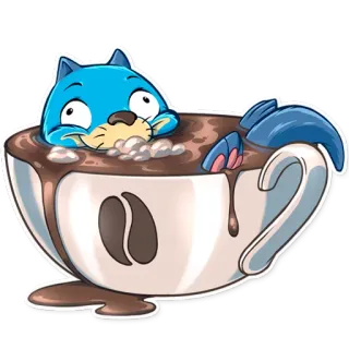 ☕ Katze, Kaffee, Tasse, Kawaii, Cartoon, Sticker telegram sticker