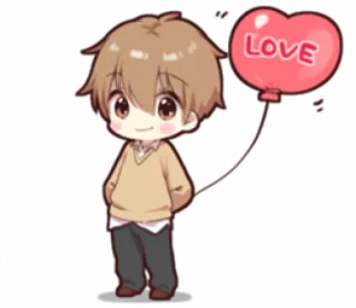 🏫 LOVE Anime, Tình yêu, Trái tim, Bóng bay, Dễ thương, Con trai, Hoạt hình telegram sticker