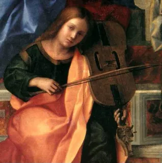 😇 woman, violin, music, painting, classical, instrument telegram sticker
