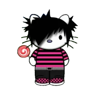 👩‍🎤 Hello Kitty hello kitty, эмо, альтернативный, мультфильм, персонаж, каваи, леденец telegram sticker