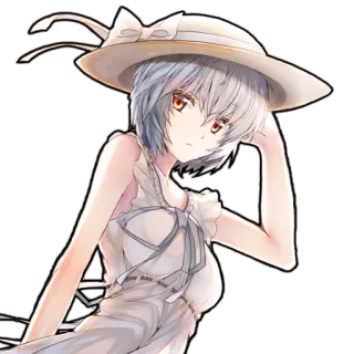 👒 Rei Ayanami Neon Genesis Evangelion Anime, Fille, Chapeau, Robe, Ayanami Rei telegram sticker