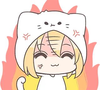 😡 Аниме, Кот, Милый, Злой, Каваий, Мультфильм whatsapp sticker