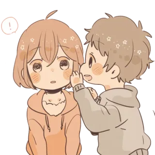 👂 Anime, Carino, Bambini, Coppia, Sussurro telegram sticker