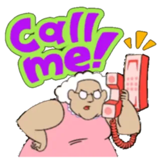 🤔 call me! appel, téléphone, grand-mère, autocollant, dessin animé, communication telegram sticker