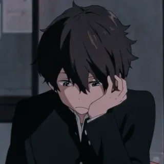 🕊 Anime, Chłopak, Smutny, Płaczący, Mundur szkolny telegram sticker