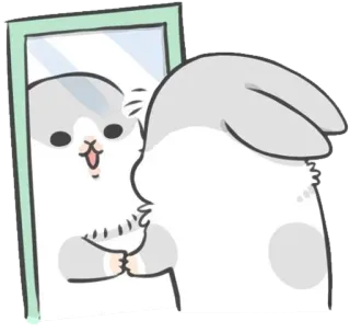 🖼 bunny, rabbit, mirror, cute, animal, reflection, cartoon telegram sticker