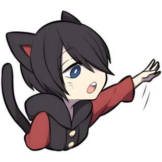 😬 cat, anime, chibi, cute, cat ears, character, cartoon telegram sticker