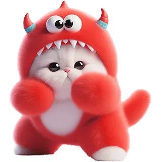 ✊ gatto, mostro, carino, animale, soffice, rosso, costume telegram sticker