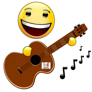 🎻 Emoji, Guitarra, Música, Smiley, Notas musicais telegram sticker
