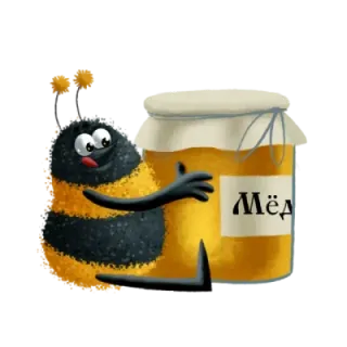 🤪 Мёд пчела, мёд, банка, мультфильм, милый, сладкий, еда telegram sticker