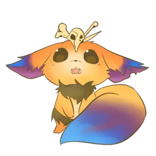 😯 キツネ, 骸骨, 動物, ファンタジー, 可愛い telegram sticker